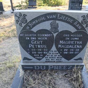 PREEZ Gert Petrus, du 1933-1982 & Magrietha Magdalena 1938-2007