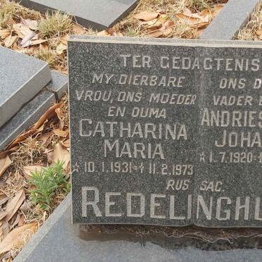 REDELINGHUYS Andries David Johannes 1920-1977 & Catharina Maria 1931-1973