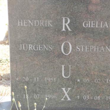 ROUX Hendrik Jurgens 1951-1996 :: ROUX Gieliam Stephanus 1945-1999