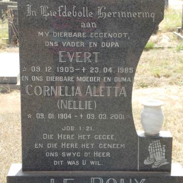 ROUX Evert, le 1903-1985 &amp; Cornelia Aletta 1904-2001