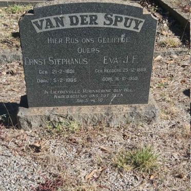 SPUY Ernst Stephanus, van der 1891-1966 &amp; Eva J.F. REEDERS 1889-1959