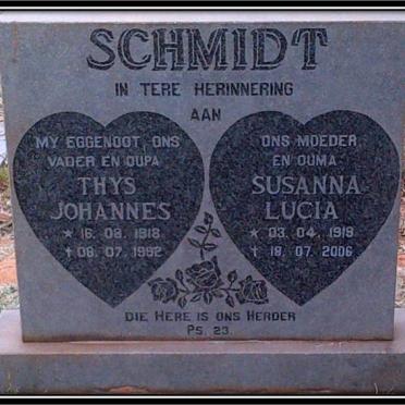 SCHMIDT Thys Johannes 1918-1992 &amp; Susanna Lucia 1919-2006