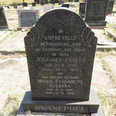 SWANEPOEL Johannes Paulus 1883-1968 & Maria Elizabeth Susanna 1894-1988