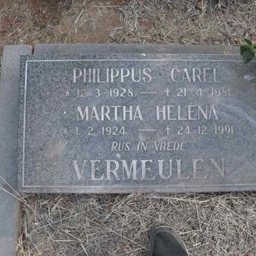 VERMEULEN Philippus Carel 1928-1981 & Martha Helena 1924-1991