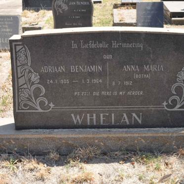 WHELAN Adriaan Benjamin 1905-1964 &amp; Anna Maria BOTHA 1912-