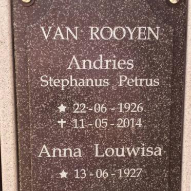 ROOYEN Andries, van 1926-2014 &amp; Anna Louwisa 1927-