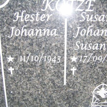 KOTZE Hester Johanna 1943- :: KOTZE Susara Johanna Susanna 1966-