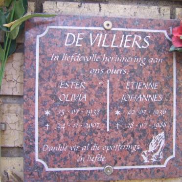 VILLIERS Etienne Johannes, de 1936-1988 &amp; Ester Olivia 1937-2007
