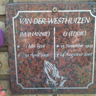 WESTHUIZEN E.J., van der 1919-2007 &amp; J.M. 1926-2007