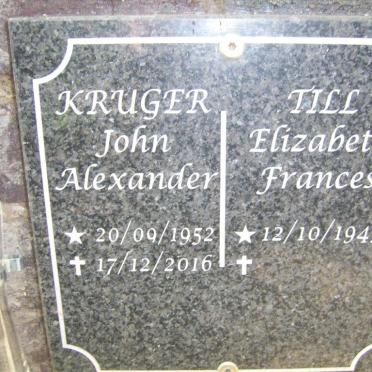 KRUGER John Alexander 1952-2016 :: TILL Elizabeth Frances 1945-
