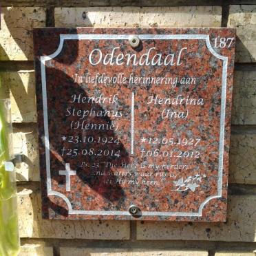 ODENDAAL Hendrik Stephanus 1924-2014 &amp; Hendrina 1927-2012