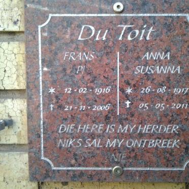 TOIT P.J., du 1916-2006 &amp; Anna Susanna 1917-2011