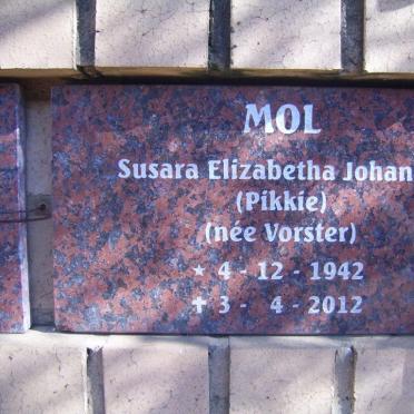MOL Susara Elizabetha Johanna nee VORSTER 1942-2012