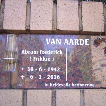 AARDE Abram Frederick, van 1942-2016
