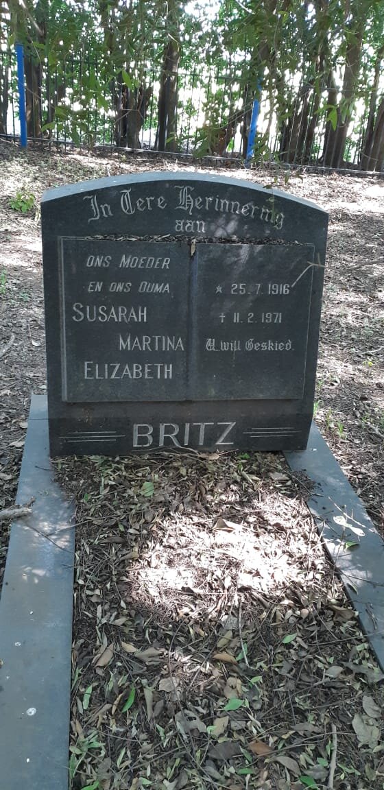 BRITZ Susarah Martina Elizabeth 1916-1971