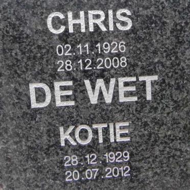 WET Chris, de 1926-2008 &amp; Kotie 1929-2012