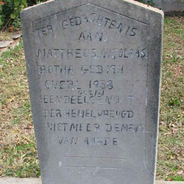 BOTHA Mattheus Nicolaas 1911-1938