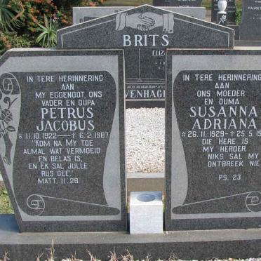 BRITS Petrus Jacobus 1922-1987 &amp; Susanna Adriana 1929-1998