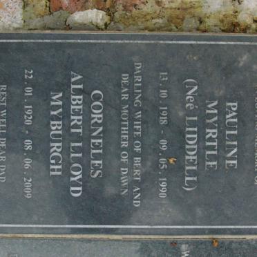 MYBURGH Corneles Albert Lloyd 1920-2009 &amp; Pauline Myrtle LIDDELL 1918-1990