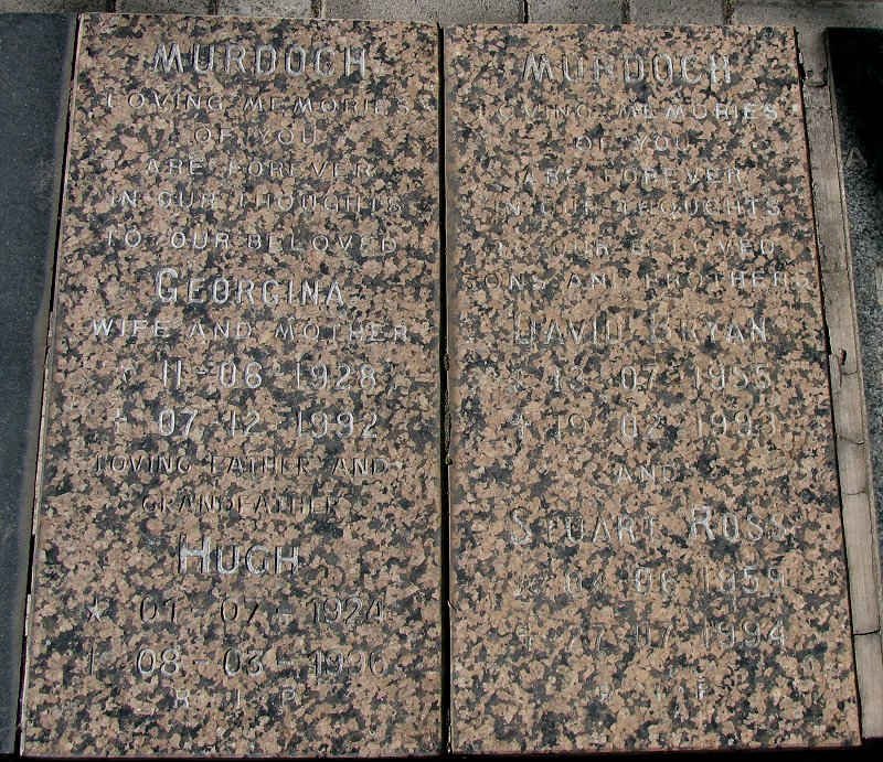 MURDOCH Hugh 1924-199? &amp; Georgina 1928-1992 :: MURDOCH David Bryan 195?-1993 :: MURDOCH Stuart Ross 1959-1994