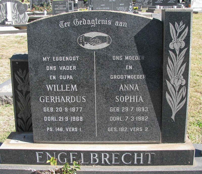 ENGELBRECHT Willem Gerharus 1877-1968 &amp; Anna Sophia 1893-1982
