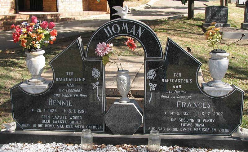 HOMAN Hennie 1928-1991 &amp; Frances 1931-2007