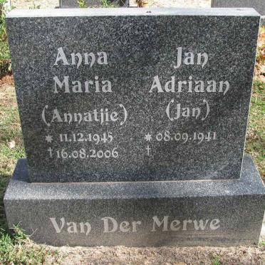 MERWE Jan Adriaan, van der 1941- &amp; Anna Maria 1945-2006
