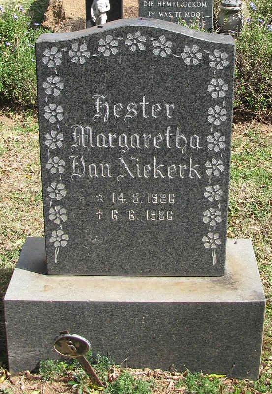 NIEKERK Hester Margaretha, van 1986-1986