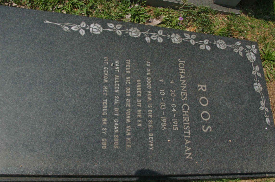 ROOS Johannes Christiaan 1915-1986