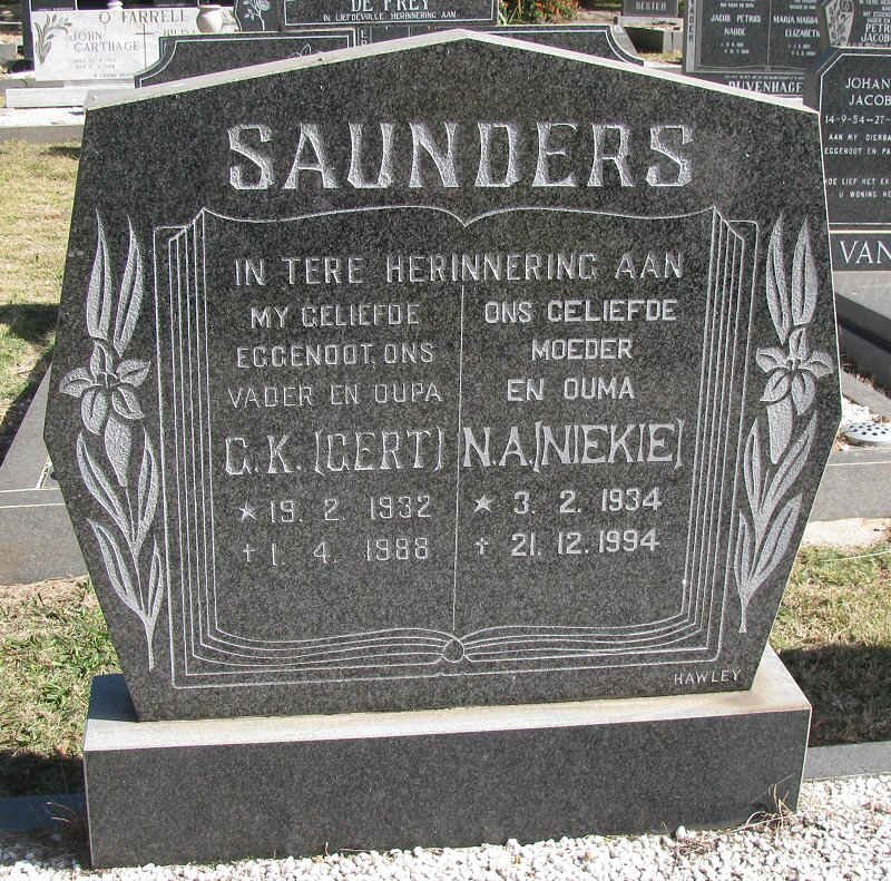 SAUNDERS G.K. 1932-1988 &amp; N.A. 1934-1994