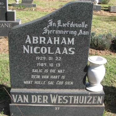 WESTHUIZEN Abraham Nicolaas, van der 1924-1985