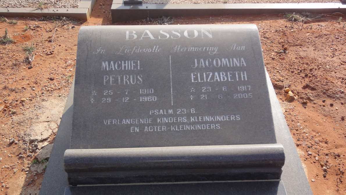 BASSON Machiel Petrus 1910-1960 &amp; Jacomina Elizabeth 1917-2005