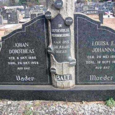 BALT Johan Dorotheas 1886-1959 &amp; Louisa E. Johanna 1885-1962