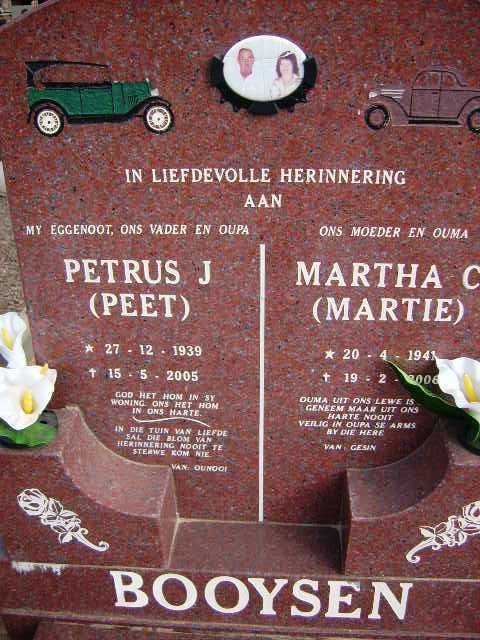 BOOYSEN Petrus J. 1939-2005 &amp; Martha C. 1941 - 2006