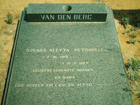 BERG Susara Aletta Petronella, van den 1910-1987
