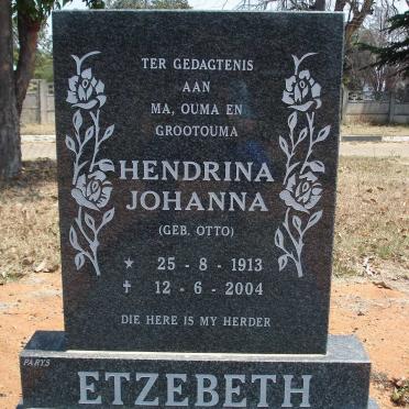 ETZEBETH Hendrina Johanna nee OTTO 1913-2004