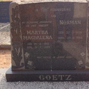 GOETZ Norman 1908-1968 &amp; Martha Magdalena 1912-1959
