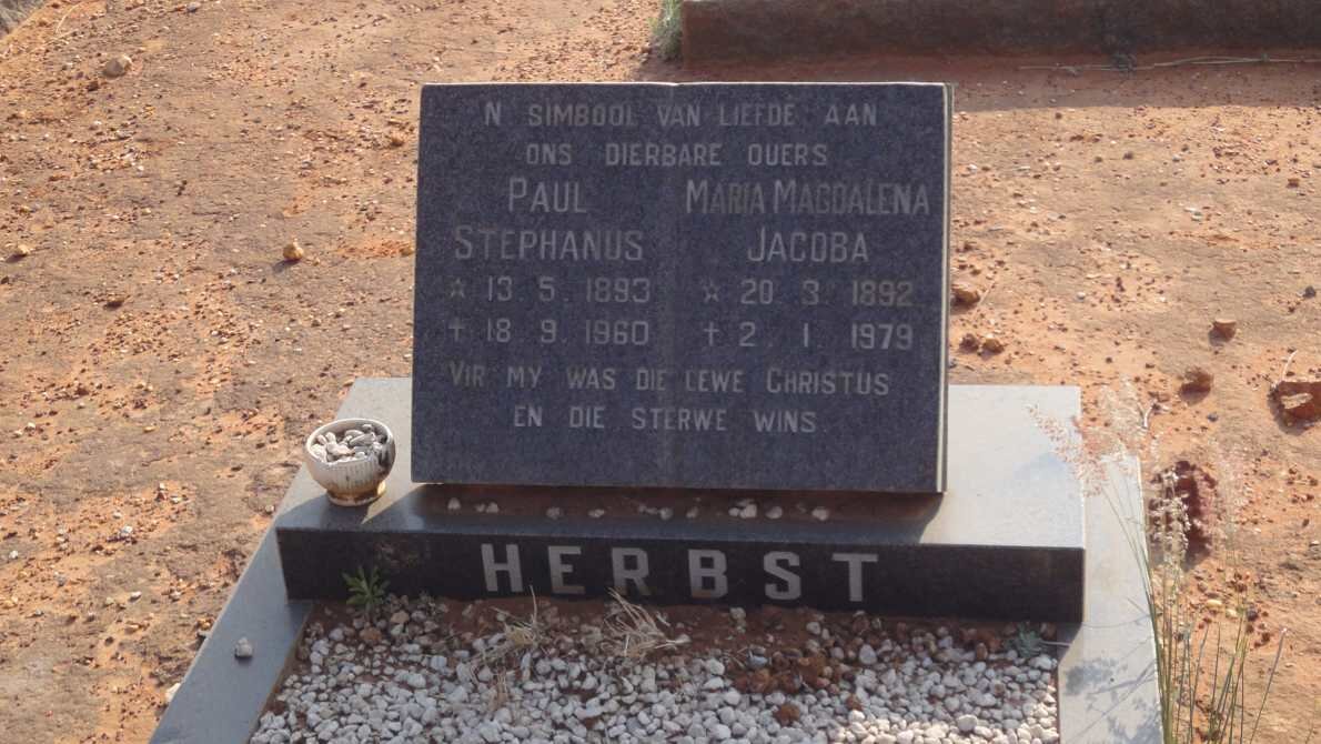HERBST Paul Stephanus 1893-1960 &amp; Maria Magdalena Jacoba 1892-1979