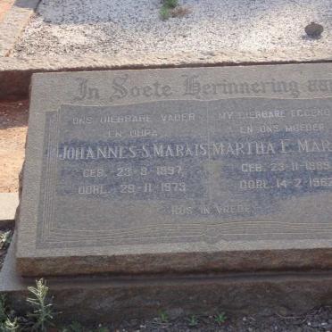 MARAIS Johannes S. 1897-1973 &amp; Martha E. 1989-1962