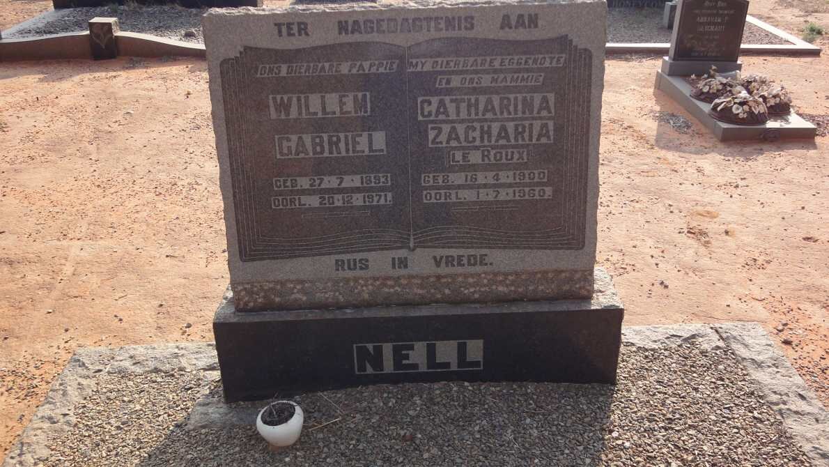 NELL Willem Gabriel 1893-1971 &amp; Catharina Zacharia LE ROUX 1900-1960
