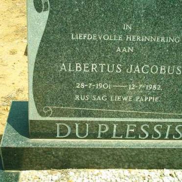 PLESSIS Albertus Jacobus, du 1901-1982
