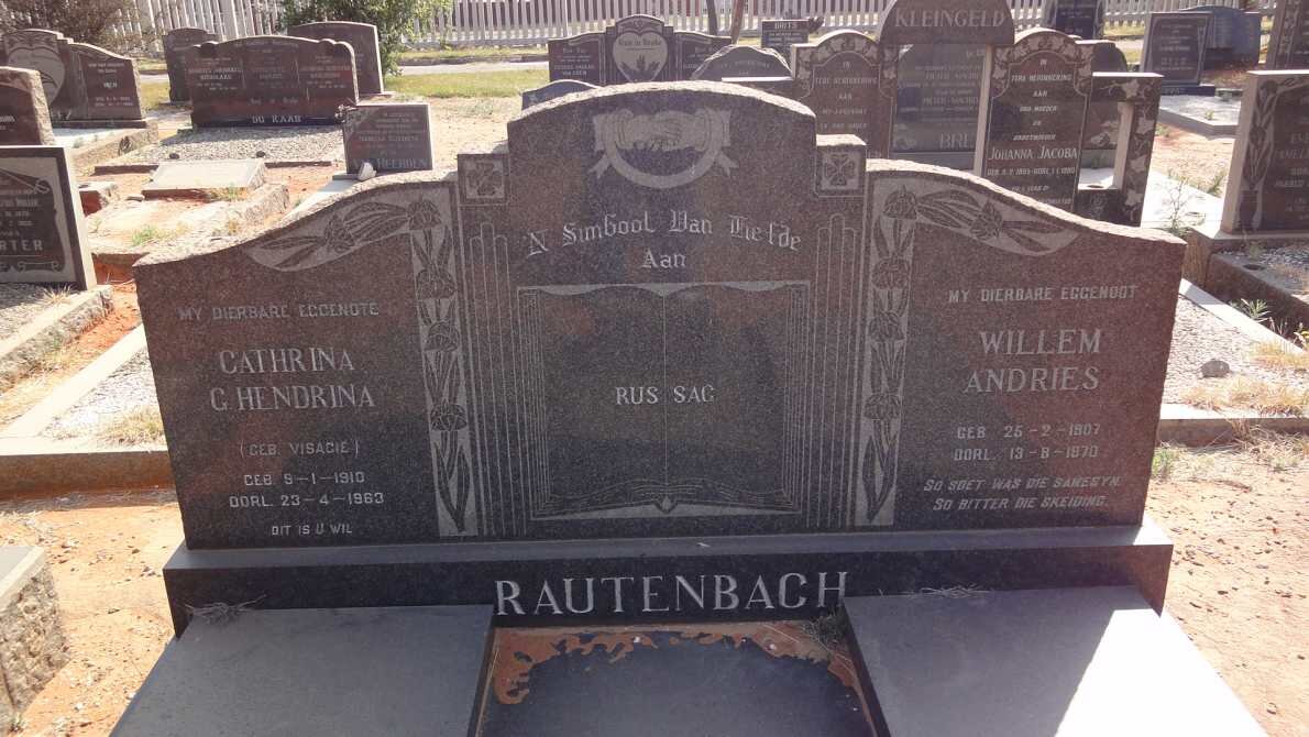 RAUTENBACH Willem Andries 1907-1970 &amp; Catharina G. Hendrina VISAGIE 1910-1963
