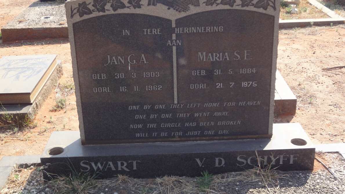 SWART Jan G.A. 1903-1962 &amp; Maria S.E. V.D. SCHYFF 1884-1975
