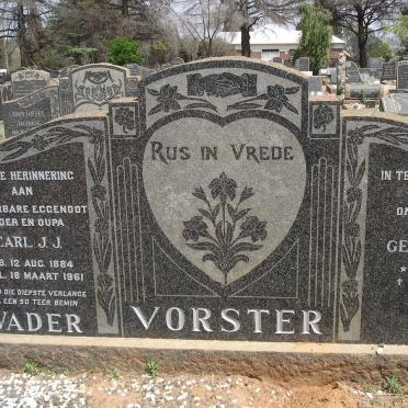 VORSTER Carl J.J. 1884-1961 &amp; Gesina M.C. 1884-1973