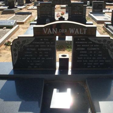 WALT Petrus Gerhardus, van der  1915-1981 &amp; Jacoba Elizabeth 1921-1987