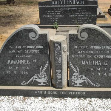 WENTZEL Johannes P. 1914-1984 &amp; Martha C.J. 1922-2003