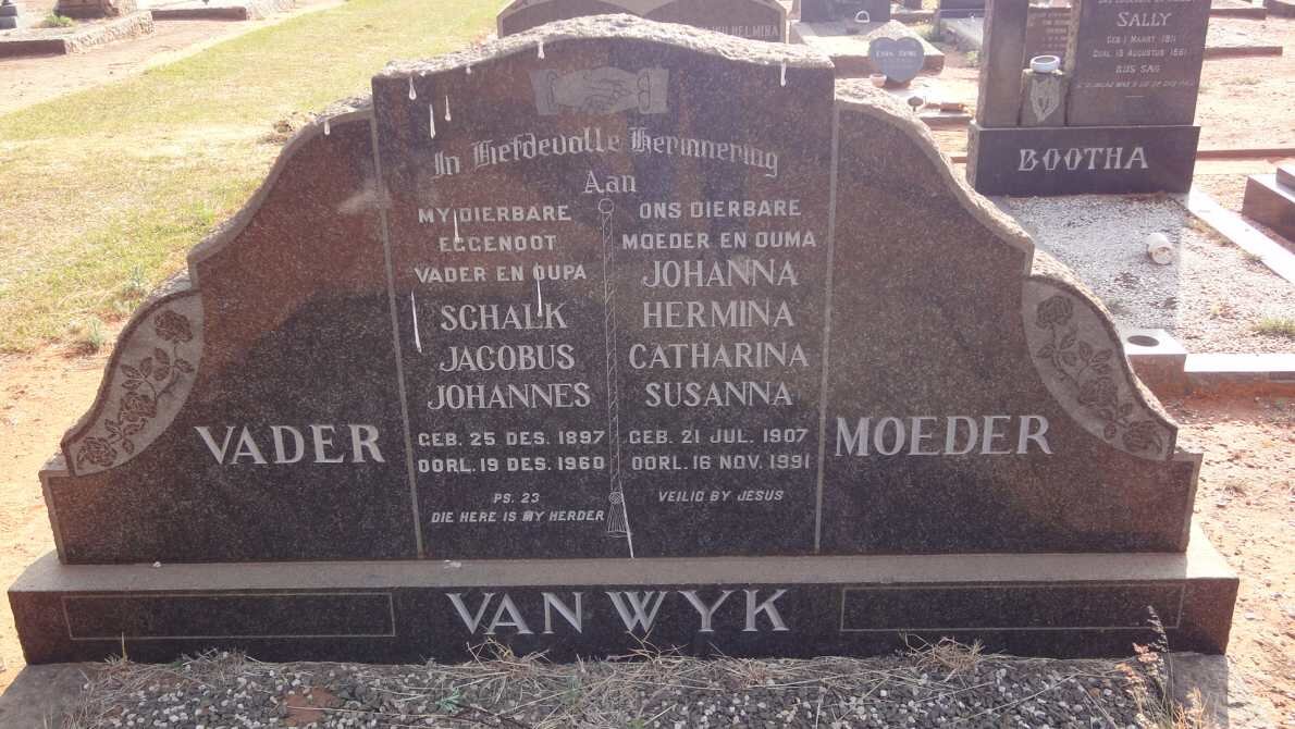 WYK Schalk Jacobus Johannes, van 1897-1960 &amp; Johanna Hermina Catharina Susanna 1907-1991