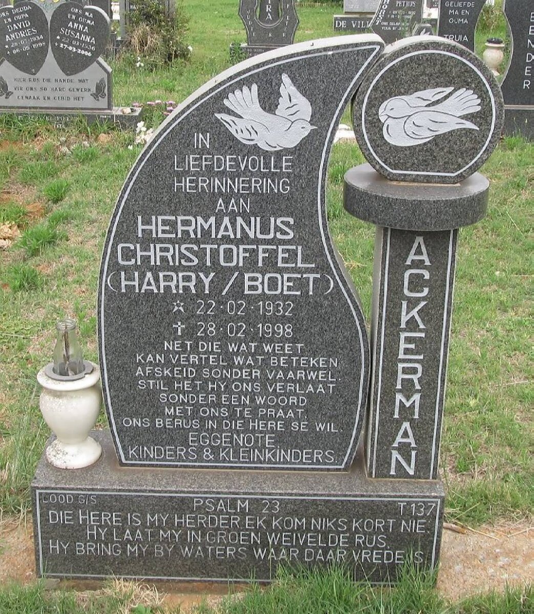 ACKERMAN Hermanus Christoffel 1932-1998