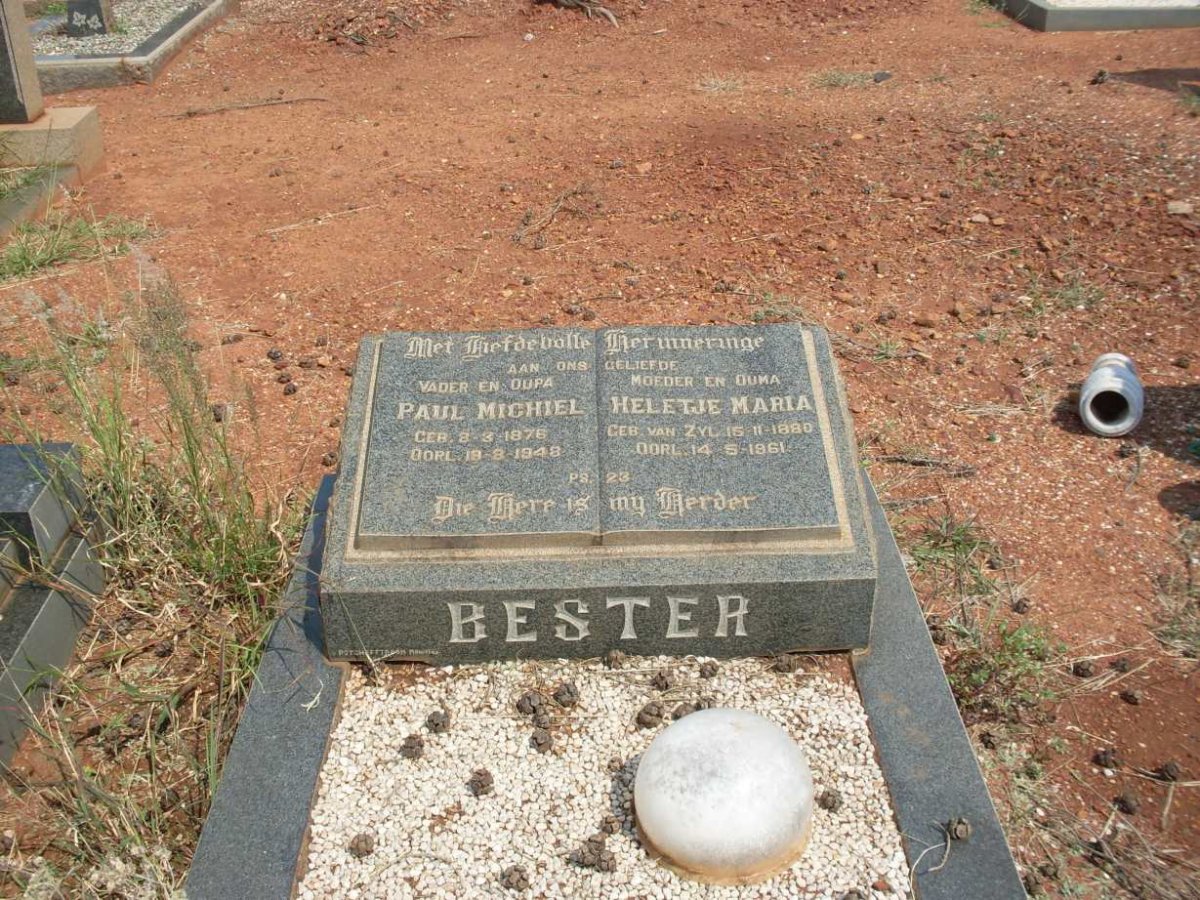 BESTER Paul Michiel 1876-1948 &amp; Heletje Maria  VAN ZYL 1880-1961