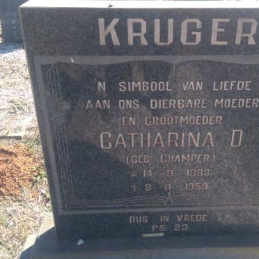 KRUGER Catharina D. nee CHAMPER 1888-1959